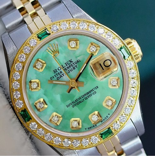Rolex datejust two tone green - rolex,