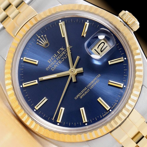 Rolex mens datejust 16233 blue - mens,
